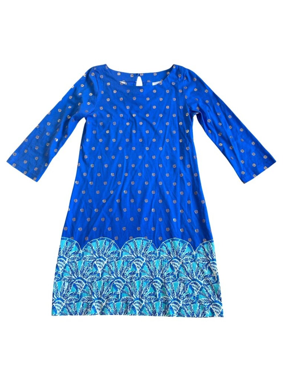 Lilly Pulitzer Womens Sz Small Blue Printed 3/4 Sleeve Dress